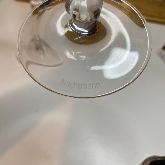 NACHTMANN Purple, GREEN CUT-TO-CLEAR CRYSTAL CHAMPAGNE FLUTES GLASSES Set Of 2 - Picture 9 of 14